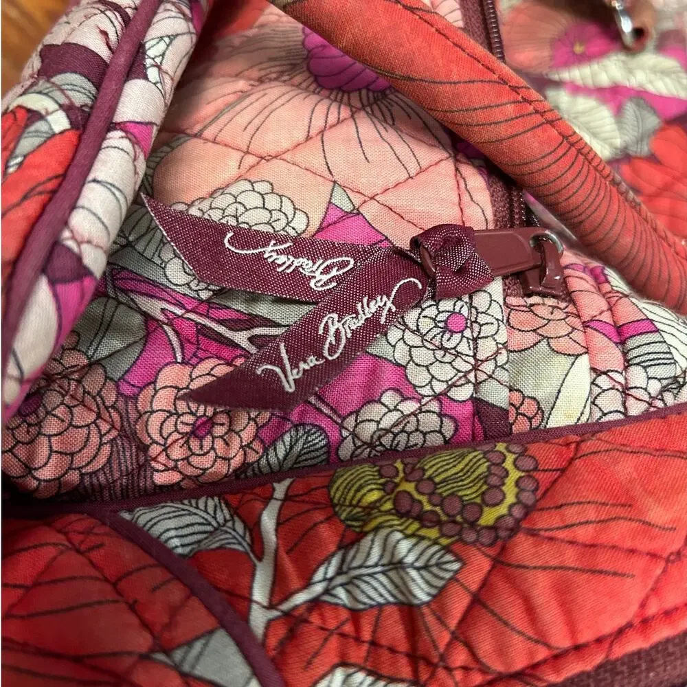 Retro Floral Vera Bradley Bowler Bag Pink‎ Red Cotton Y2K Coquette Purse Floral